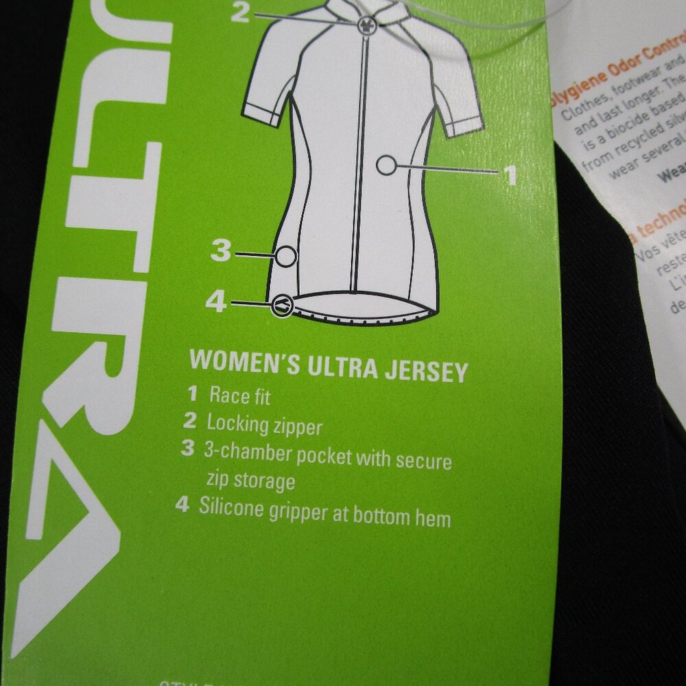 Performance Women's Large Black Full Zip Cycling Ultra Jersey Short Sleeve NWT - Picture 3 of 9